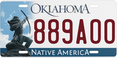OK license plate 889AOO
