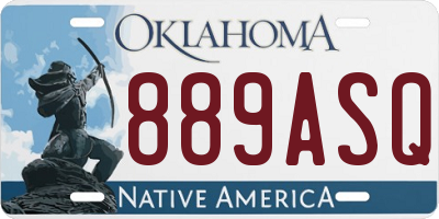 OK license plate 889ASQ