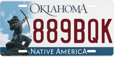 OK license plate 889BQK
