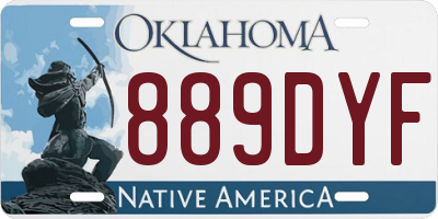 OK license plate 889DYF