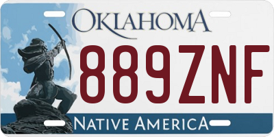 OK license plate 889ZNF