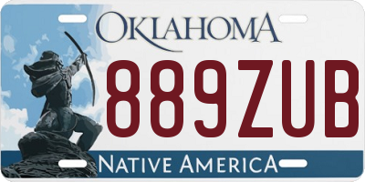 OK license plate 889ZUB