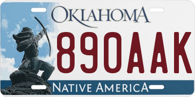 OK license plate 890AAK