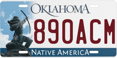 OK license plate 890ACM