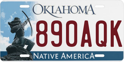 OK license plate 890AQK