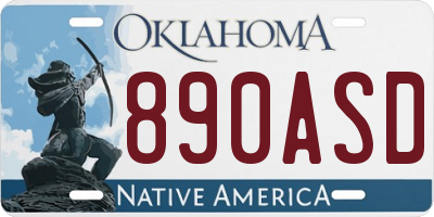 OK license plate 890ASD