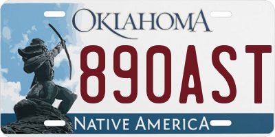 OK license plate 890AST