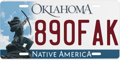 OK license plate 890FAK