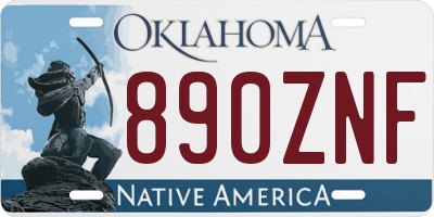 OK license plate 890ZNF