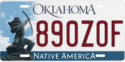OK license plate 890ZOF