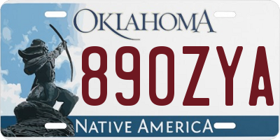 OK license plate 890ZYA
