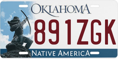 OK license plate 891ZGK