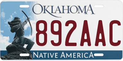 OK license plate 892AAC