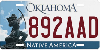 OK license plate 892AAD