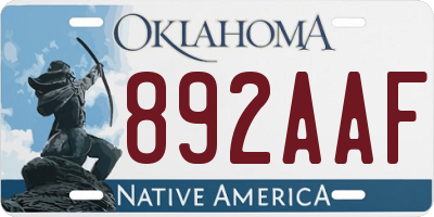 OK license plate 892AAF