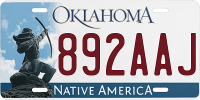 OK license plate 892AAJ