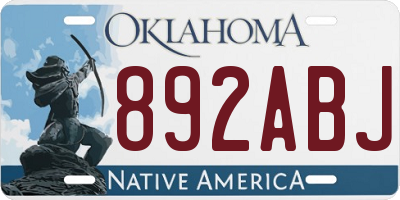 OK license plate 892ABJ