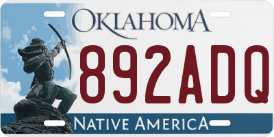 OK license plate 892ADQ