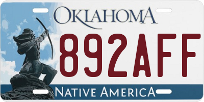 OK license plate 892AFF