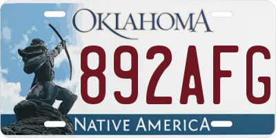 OK license plate 892AFG