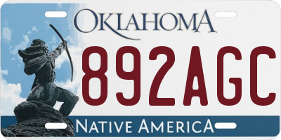 OK license plate 892AGC