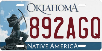 OK license plate 892AGQ