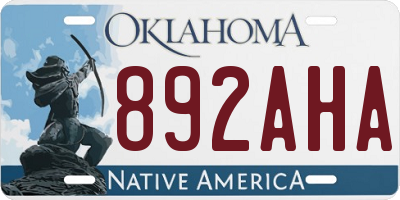 OK license plate 892AHA