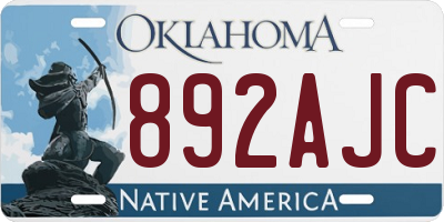 OK license plate 892AJC
