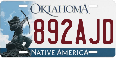 OK license plate 892AJD