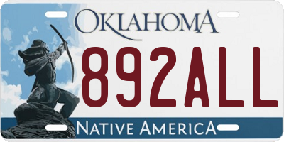 OK license plate 892ALL