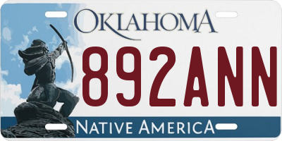 OK license plate 892ANN