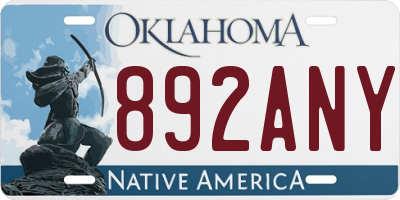 OK license plate 892ANY