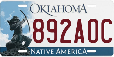 OK license plate 892AOC