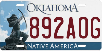OK license plate 892AOG