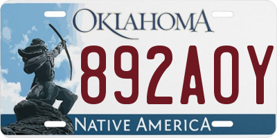 OK license plate 892AOY