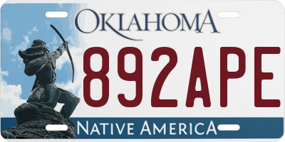 OK license plate 892APE