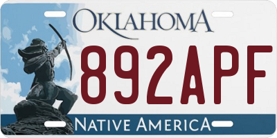 OK license plate 892APF