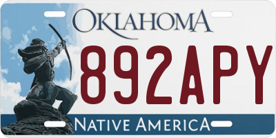 OK license plate 892APY
