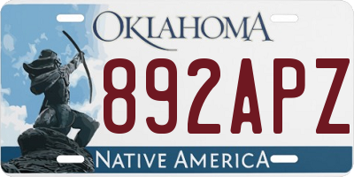 OK license plate 892APZ