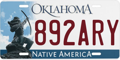 OK license plate 892ARY