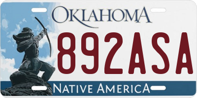 OK license plate 892ASA