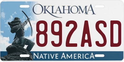 OK license plate 892ASD