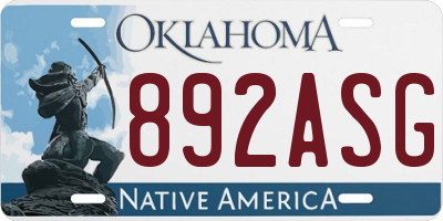OK license plate 892ASG