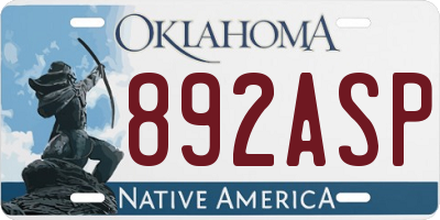 OK license plate 892ASP