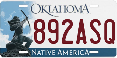 OK license plate 892ASQ