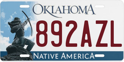 OK license plate 892AZL