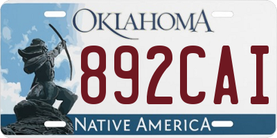 OK license plate 892CAI