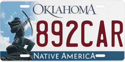 OK license plate 892CAR