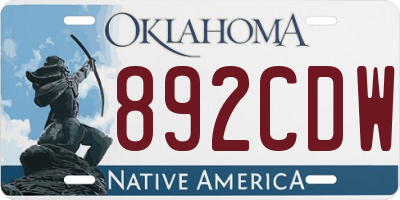 OK license plate 892CDW