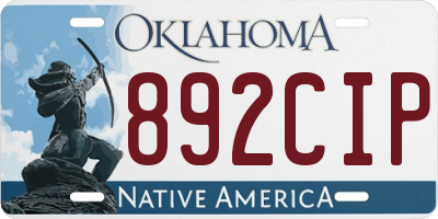 OK license plate 892CIP